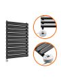 595 x 400mm Electric Black Single Oval Panel Vertical Radiator