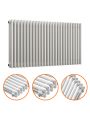 600 x 1193mm White Horizontal Traditional 3 Column Radiator