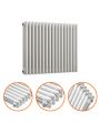 600 x 788mm White Horizontal Traditional 3 Column Radiator