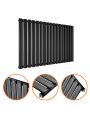 635 x 1000mm Black Single Oval Tube Horizontal Radiator 