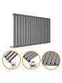 635 x 1000mm Electric Anthracite Single Oval Panel Horizontal Radiator