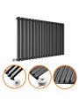 635 x 1000mm Electric Black Single Oval Panel Horizontal Radiator