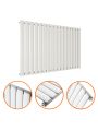 635 x 1000mm White Single Oval Tube Horizontal Radiator 