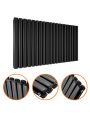 635 x 1180mm Black Double Oval Tube Horizontal Radiator 