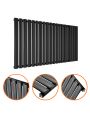 635 x 1180mm Black Single Oval Tube Horizontal Radiator 