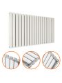 635 x 1180mm White Double Oval Tube Horizontal Radiator 