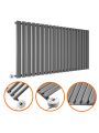 635 x 1180mm Electric Anthracite Single Oval Panel Horizontal Radiator