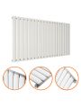 635 x 1180mm White Single Oval Tube Horizontal Radiator 