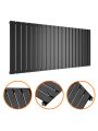 635 x 1400mm Black Single Flat Panel Horizontal Radiator 