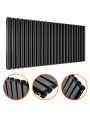 635 x 1411mm Black Double Oval Tube Horizontal Radiator 