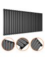 635 x 1411mm Black Single Oval Tube Horizontal Radiator 