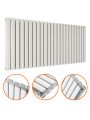 635 x 1411mm White Double Oval Tube Horizontal Radiator 