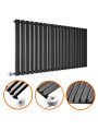 635 x 1180mm Electric Black Single Oval Panel Horizontal Radiator