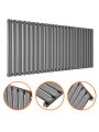 635 x 1411mm Anthracite Single Oval Tube Horizontal Radiator 