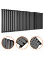 635 x 1652mm Black Single Oval Tube Horizontal Radiator 