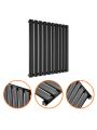 635 x 595mm Black Single Oval Tube Horizontal Radiator 