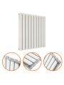 635 x 595mm White Double Oval Tube Horizontal Radiator 