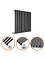 635 x 595mm Electric Black Single Oval Panel Horizontal Radiator