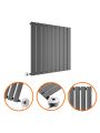 635 x 630mm Electric Anthracite Single Flat Panel Horizontal Radiator