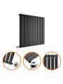 635 x 630mm Electric Black Single Flat Panel Horizontal Radiator