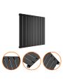 635 x 630mm Black Single Flat Panel Horizontal Radiator 