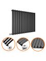 635 x 834mm Electric Black Single Oval Panel Horizontal Radiator