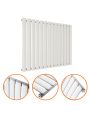 635 x 834mm White Single Oval Tube Horizontal Radiator 