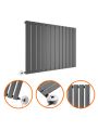 635 x 840mm Electric Anthracite Single Flat Panel Horizontal Radiator