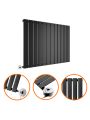 635 x 840mm Electric Black Single Flat Panel Horizontal Radiator