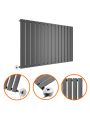 635 x 980mm Electric Anthracite Single Flat Panel Horizontal Radiator