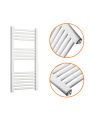 800 x 400mm Straight White Heated Towel Rail