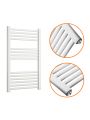 800 x 500mm Straight White Heated Towel Rail