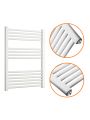 800 x 600mm Straight White Heated Towel Rail