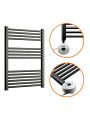 800 x 600mm Electric Black Heated Towel Rail