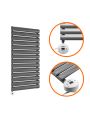 834 x 400mm Electric Anthracite Single Oval Panel Vertical Radiator