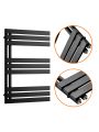 850 x 600mm Black Flat Panel Bathroom Towel Radiator