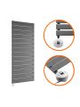 980 x 400mm Electric Anthracite Single Flat Panel Vertical Radiator