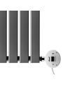 635 x 630mm Electric Anthracite Single Flat Panel Horizontal Radiator