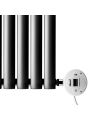 400 x 834mm Electric Black Single Oval Panel Horizontal Radiator