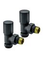 Modern Black Radiator Valves, Angled Fitment