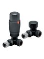 Modern Black Thermostatic Radiator Valves, Corner Fitment
