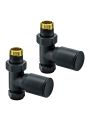 Modern Black Radiator Valves, Straight Fitment