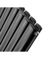 354mm x 1600mm Black Double Oval Tube Horizontal / Landscape Radiator 