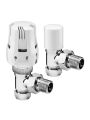 Thermostatic Radiator Valve + Lockshield Set, Angled Fitment