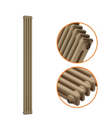1800 x 203mm Antique Brass Vertical Traditional 2 Column Radiator