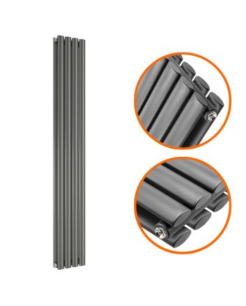 1600 x 236mm Anthracite Double Oval Tube Vertical Radiator 