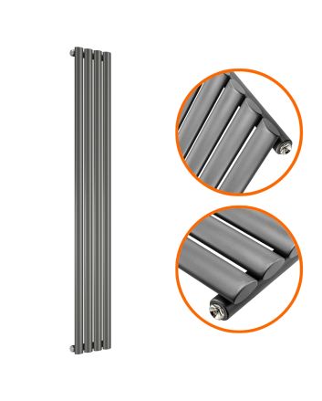 1780 x 236mm Anthracite Single Oval Tube Vertical Radiator 