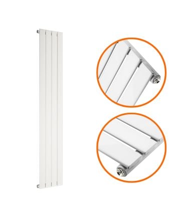 1600 x 280mm White Single Flat Panel Vertical Radiator 