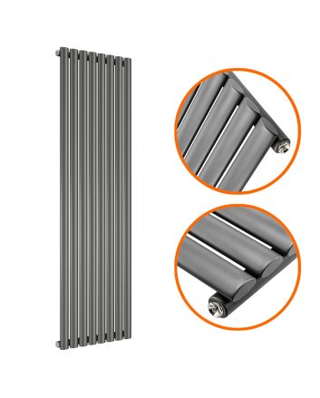 1780 x 472mm Anthracite Single Oval Tube Vertical Radiator 