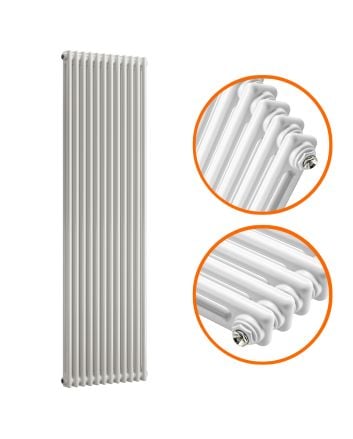 1500 x 560mm White Vertical Traditional 2 Column Radiator